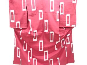 大正ロマン　短冊模様織り出しお召単衣着物